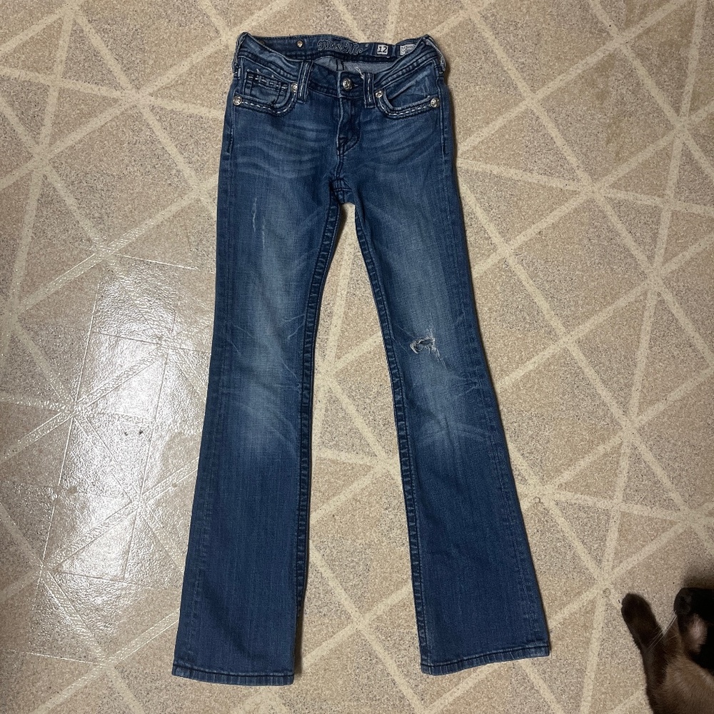 Miss Me Dark Denim Size 12 Tween Girls Boot Cut Jeans